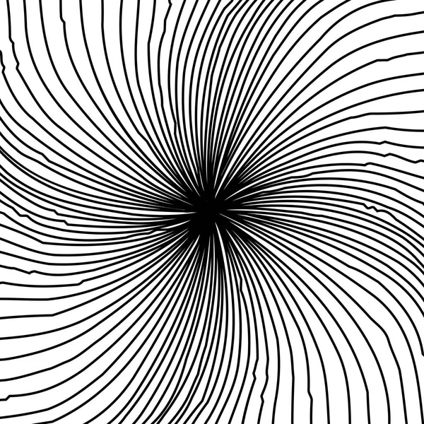 Abstracte kromgetrokken zwart-wit lijnen achtergrond — Stockvector