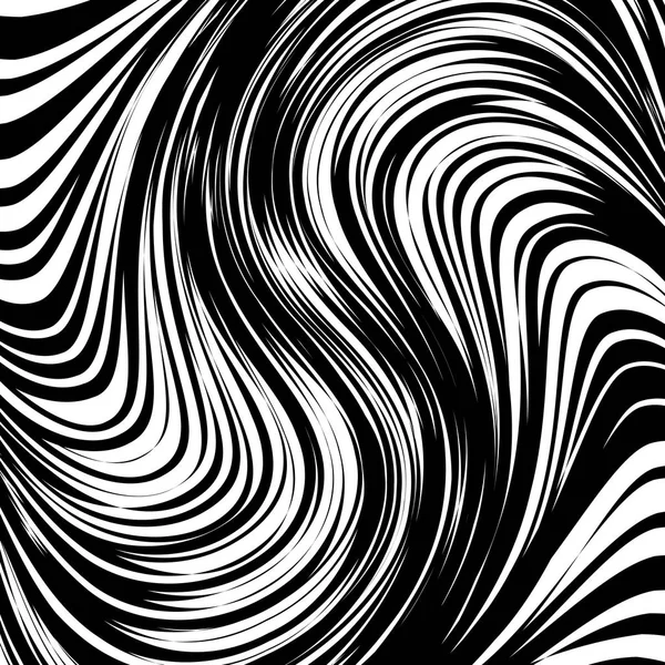 Abstract Warped Black and White Lines Background — Stock Vector