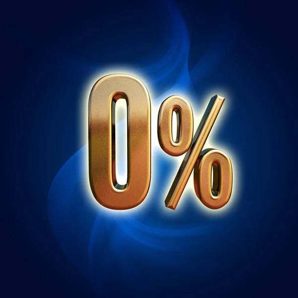 Guld 0 procent tecken — Stockfoto