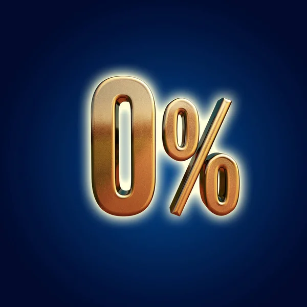 Guld 0 procent tecken — Stockfoto