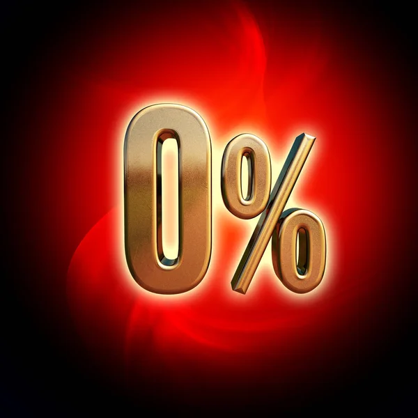 黄金 0% 标志 — 图库照片