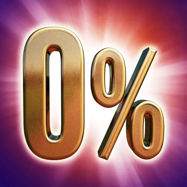 Altın yüzde 0 işareti — Stok fotoğraf