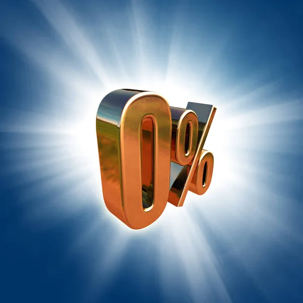 Gold 0 Percent Sign — Stock Photo, Image
