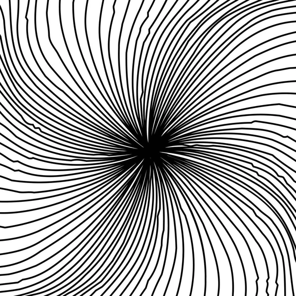 Abstracte kromgetrokken zwart-wit lijnen achtergrond — Stockvector