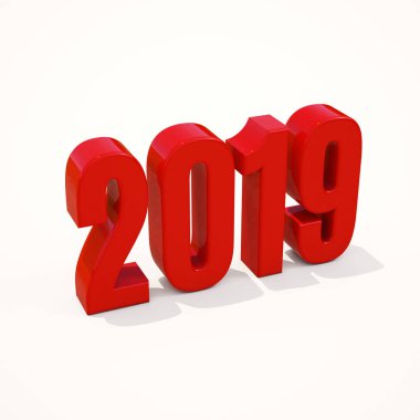 Yeni yıl kırmızı 2019 yaratıcı tasarım konsepti 3d görüntü