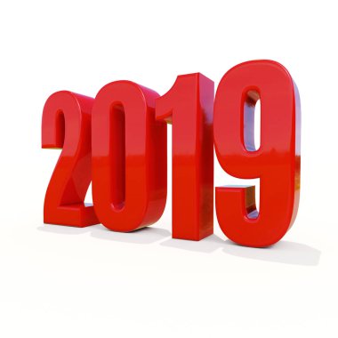 Yeni yıl kırmızı 2019 yaratıcı tasarım konsepti 3d görüntü