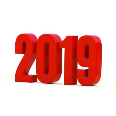 Yeni yıl kırmızı 2019 yaratıcı tasarım konsepti 3d görüntü