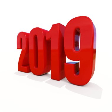 Yeni yıl kırmızı 2019 yaratıcı tasarım konsepti 3d görüntü