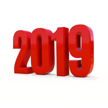 Yeni yıl kırmızı 2019 yaratıcı tasarım konsepti 3d görüntü