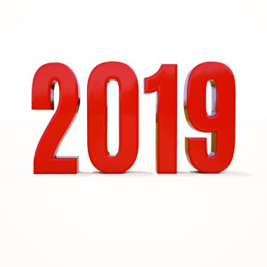 Yeni yıl kırmızı 2019 yaratıcı tasarım konsepti 3d görüntü