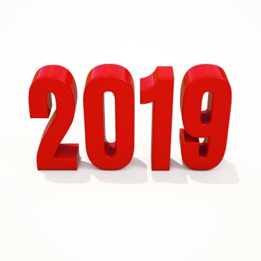 Yeni yıl kırmızı 2019 yaratıcı tasarım konsepti 3d görüntü