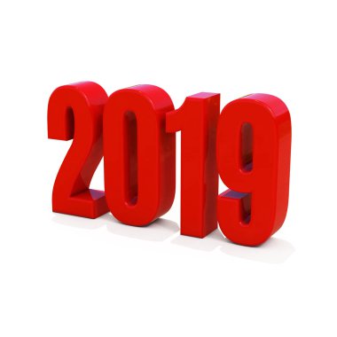 Yeni yıl kırmızı 2019 yaratıcı tasarım konsepti 3d görüntü