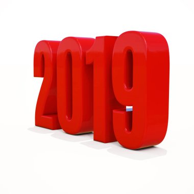 Yeni yıl kırmızı 2019 yaratıcı tasarım konsepti 3d görüntü