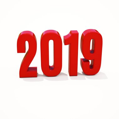 Yeni yıl kırmızı 2019 yaratıcı tasarım konsepti 3d görüntü