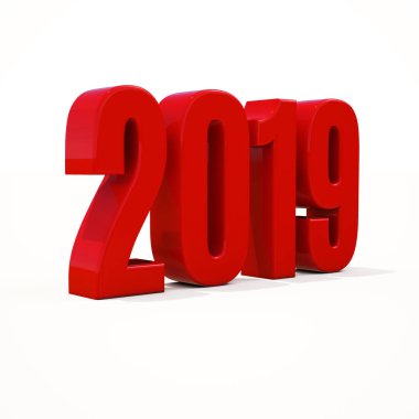 Yeni yıl kırmızı 2019 yaratıcı tasarım konsepti 3d görüntü