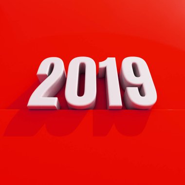 Yeni yıl kırmızı 2019 yaratıcı tasarım konsepti 3d görüntü