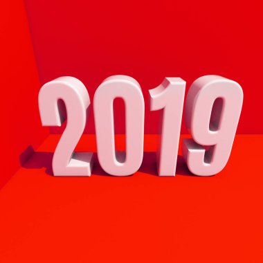 Yeni yıl kırmızı 2019 yaratıcı tasarım konsepti 3d görüntü