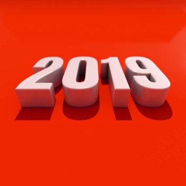Yeni yıl kırmızı 2019 yaratıcı tasarım konsepti 3d görüntü