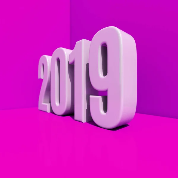 New Year Red 2019 Creative Design Concept 3D Rendered Image — Stok Foto