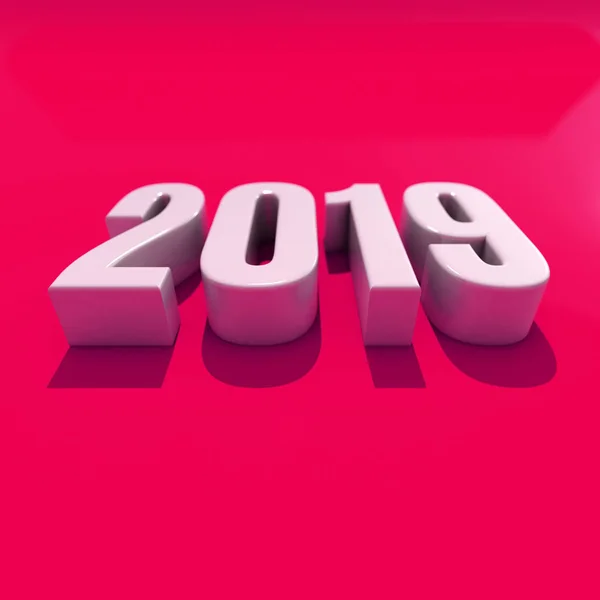 New Year Red 2019 Creative Design Concept 3D Rendered Image — Stok Foto