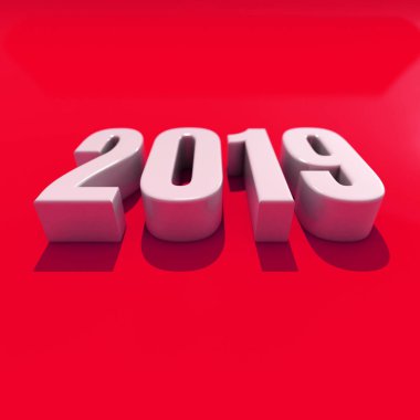 Yeni yıl kırmızı 2019 yaratıcı tasarım konsepti 3d görüntü