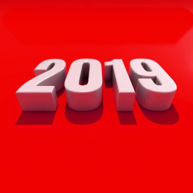 Yeni yıl kırmızı 2019 yaratıcı tasarım konsepti 3d görüntü