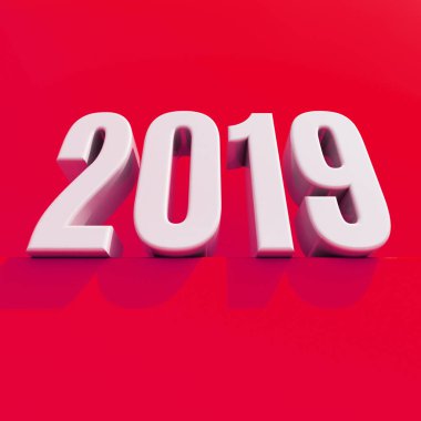 Yeni yıl kırmızı 2019 yaratıcı tasarım konsepti 3d görüntü