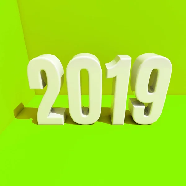 Nowy rok czerwony 2019 kreatywnych koncepcji 3d renderowanego obrazu — Zdjęcie stockowe