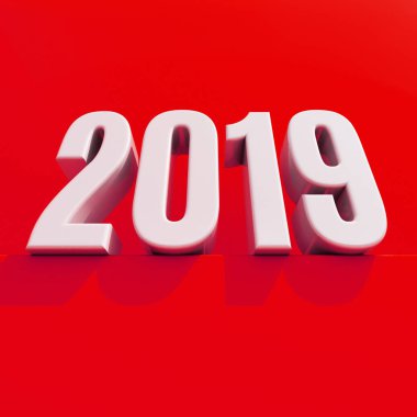 Yeni yıl kırmızı 2019 yaratıcı tasarım konsepti 3d görüntü