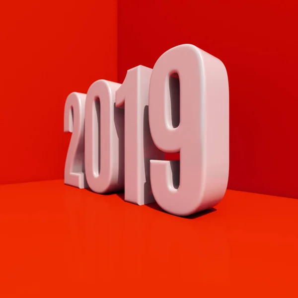 Año Nuevo Rojo 2019 Concepto de diseño creativo Imagen renderizada en 3D — Foto de Stock