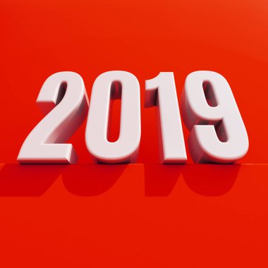 Yeni yıl kırmızı 2019 yaratıcı tasarım konsepti 3d görüntü
