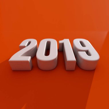 Yeni yıl kırmızı 2019 yaratıcı tasarım konsepti 3d görüntü