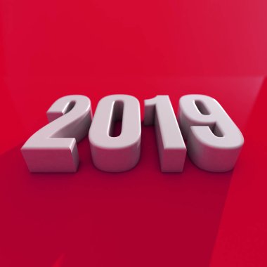 Beyaz arka plan, yeni yıl 2019, 3d resim, mutlu yeni yıl 2019, kırmızı kırmızı 2019 3d numaraları, yeni yıl 2019 3d render, rakamı 2019, yeni yıl 2019 yaratıcı tasarım konsepti 3d görüntü