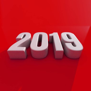 Yeni yıl kırmızı 2019 yaratıcı tasarım konsepti 3d görüntü