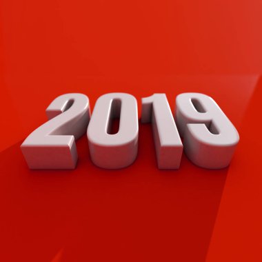 Beyaz arka plan, yeni yıl 2019, 3d resim, mutlu yeni yıl 2019, kırmızı kırmızı 2019 3d numaraları, yeni yıl 2019 3d render, rakamı 2019, yeni yıl 2019 yaratıcı tasarım konsepti 3d görüntü