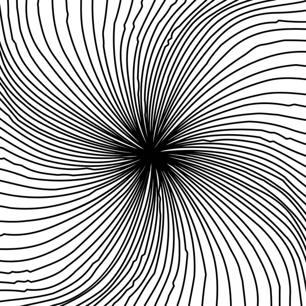 Abstracte kromgetrokken zwart-wit lijnen achtergrond — Stockvector