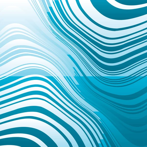 抽象的な歪んだ青い線背景 — ストックベクタ