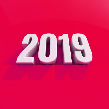 Yeni yıl kırmızı 2019 yaratıcı tasarım konsepti 3d görüntü