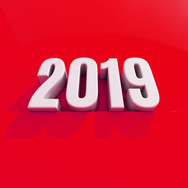 Yeni yıl kırmızı 2019 yaratıcı tasarım konsepti 3d görüntü