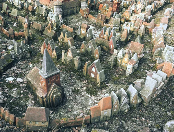 Tiny Fairy Clay Medieval Houses — Stock Photo, Image