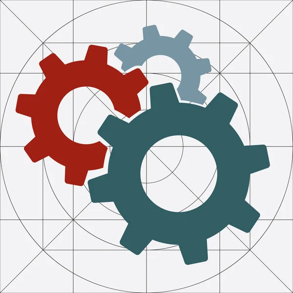 Icône vectorielle simple d'engrenage, Pictogramme de roue dentée, Symbole de réglages, Roues d'engrenage moteur — Image vectorielle