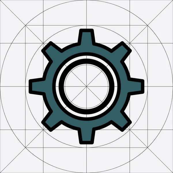 Icône vectorielle simple d'engrenage, Pictogramme de roue dentée, Symbole de réglages, Roues d'engrenage moteur — Image vectorielle