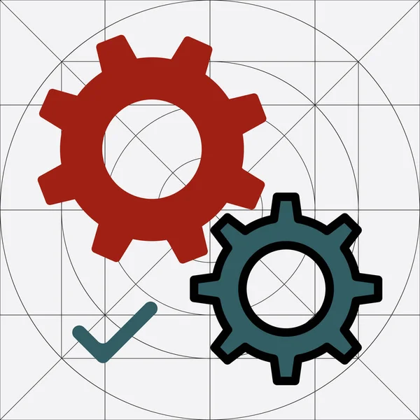 Ícone de vetor simples de engrenagem, Pictograma de roda de engrenagem, Símbolo de configurações, Rodas de engrenagem do motor — Vetor de Stock