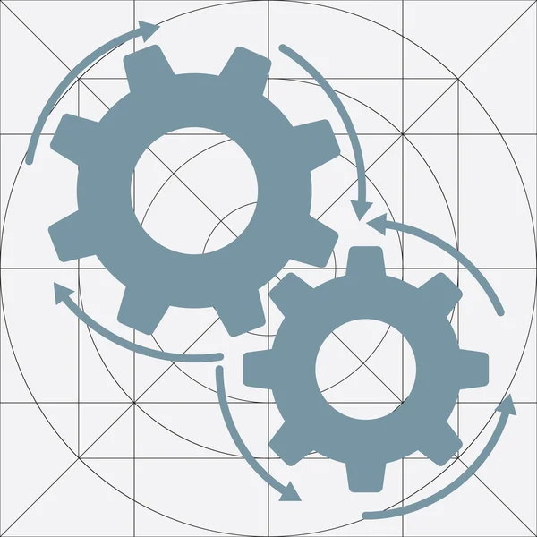 Icono de vectores simples de engranajes, Pictograma de rueda de engranaje, Símbolo de configuración, Ruedas de engranajes del motor — Vector de stock