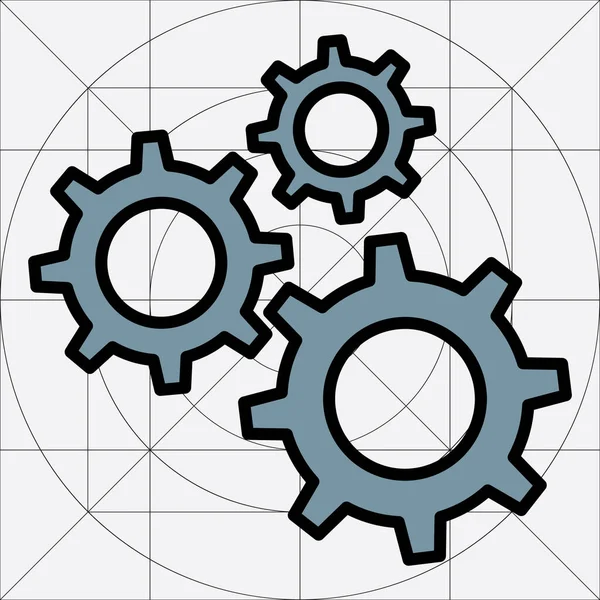 Ícone de vetor simples de engrenagem, Pictograma de roda de engrenagem, Símbolo de configurações, Rodas de engrenagem do motor — Vetor de Stock