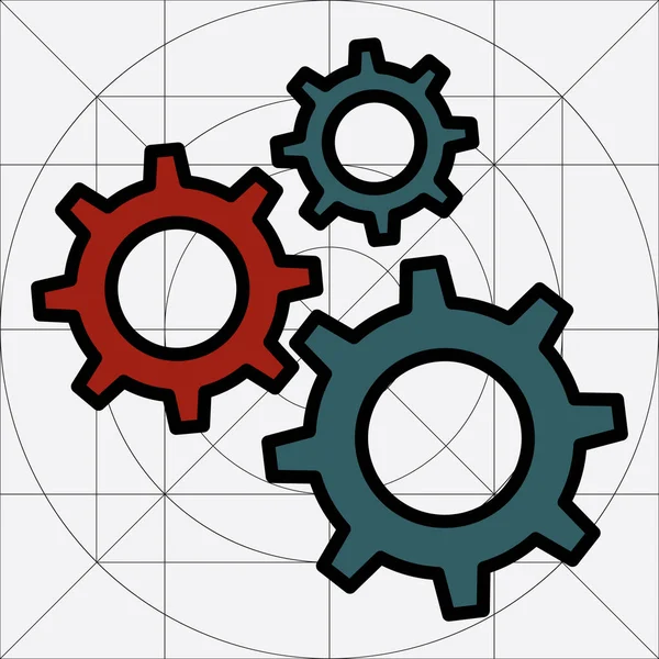 Icono de vectores simples de engranajes, Pictograma de rueda de engranaje, Símbolo de configuración, Ruedas de engranajes del motor — Vector de stock