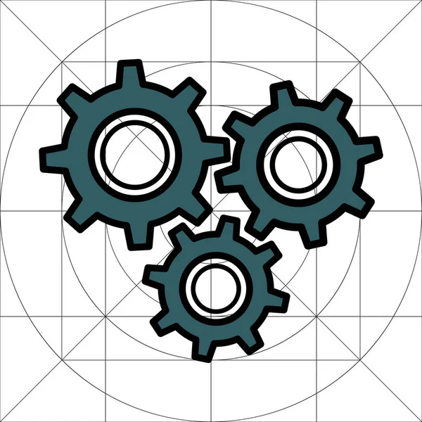 Ingranaggi Meccanici Cogwheels Icona Ingegneria Cogwheels Clockwork Ingranaggi Impegno Industria — Vettoriale Stock