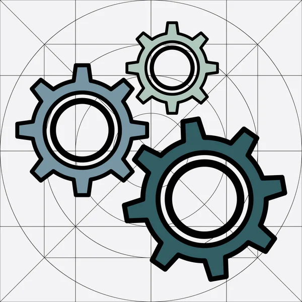 Mechanische Zahnräder Zahnräder Symbol Engineering Zahnräder Uhrwerk Zahnräder Engagement Industrie — Stockvektor