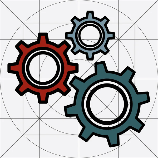 Engranajes Mecánicos Cogwheels Icon Ingeniería Cogwheels Mecanismo Engranajes Engranajes Compromiso — Vector de stock