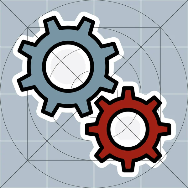 Engranajes Mecánicos Cogwheels Icon Ingeniería Cogwheels Mecanismo Engranajes Engranajes Compromiso — Vector de stock